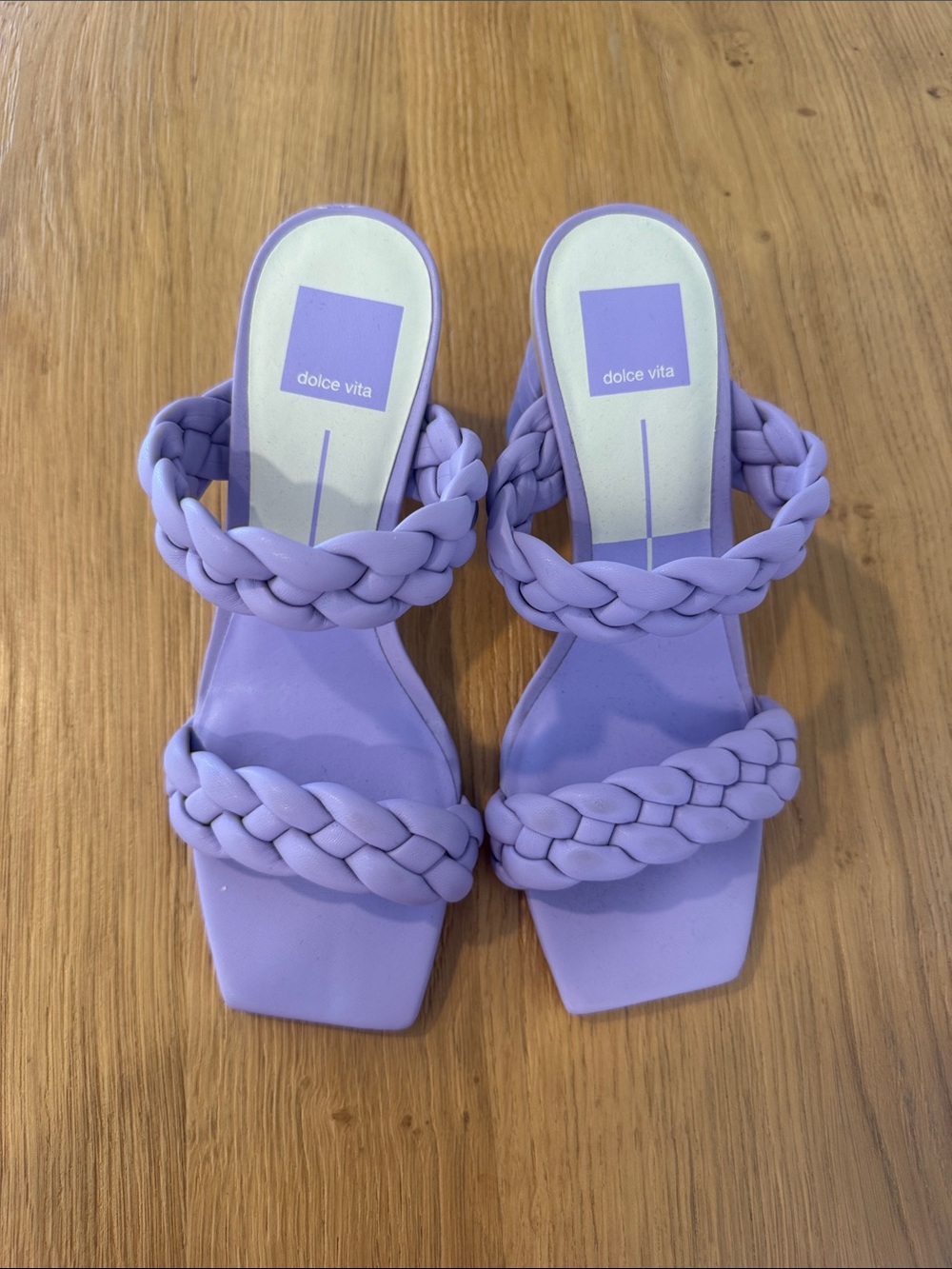 Dolce Vita Lavender Braided Double-Strap Heeled Slides